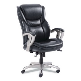 Serta 49710BLK Emerson Executive Task Chair, Supports up to 300 lbs., Black Seat/Black Back, Silver Base