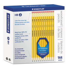 Staedtler STD13247C144A6 Woodcase Pencil, Graphite Lead, Yellow Barrel, 144/pack