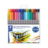 Staedtler 3200TB36 Double Ended Markers, Assorted Bullet Tips, Assorted Colors, 36/Pack