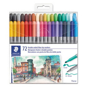 Staedtler STD3200TB7202 Double Ended Markers, Assorted Bullet Tips, Assorted Colors, 72/Pack