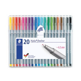 Staedtler STD334SB20A6 Triplus Fineliner Porous Point Pen, Stick, Extra-Fine 0.3 mm, Assorted Ink and Barrel Colors, 20/Pack