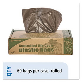 Stout STOG3036B80 Controlled Life-Cycle Plastic Trash Bags, 30 gal, 0.8 mil, 30" x 36", Brown, 60/Box