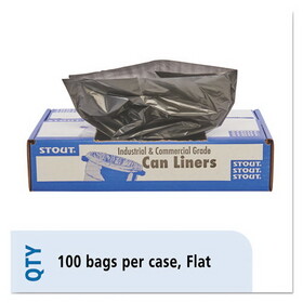 STOUT STOT5051B15 100% Recycled Plastic Garbage Bags, 65gal, 1.5mil, 50x51, Brown/black, 100/ct