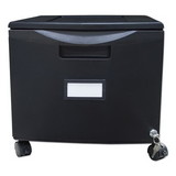 Storex STX61264B01C Single-Drawer Mobile Filing Cabinet, 1 Legal/Letter-Size File Drawer, Black, 14.75