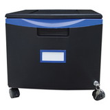 Storex 61269U01C Single-Drawer Mobile Filing Cabinet, 14.75w x 18.25d x 12.75h, Black/Blue