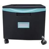 Storex 61270U01C Single-Drawer Mobile Filing Cabinet, 14.75w x 18.25d x 12.75h, Black/Teal