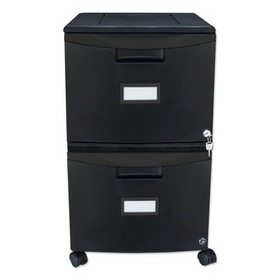 Storex STX61312B01C Two-Drawer Mobile Filing Cabinet, 2 Legal/Letter-Size File Drawers, Black, 14.75" x 18.25" x 26"