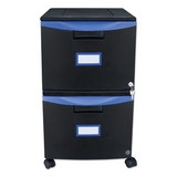 Storex 61314U01C Two-Drawer Mobile Filing Cabinet, 14.75w x 18.25d x 26h, Black/Blue