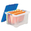 Storex STX61508U01C Plastic File Tote, Letter/Legal Files, 18.5" x 14.25" x 10.88", Clear/Blue, Price/EA