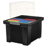 Storex STX61528U01C Plastic File Tote Storage Box, Letter/legal, Snap-On Lid, Black
