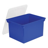 Storex STX61554U01C Plastic File Tote Storage Box, Letter/legal, Snap-On Lid, Blue/clear