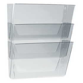 Storex STX70245U06C Wall File, 3 Sections, Letter Size, 13" x 4" x 14",  Clear, 3/Set