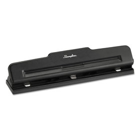 ACCO BRANDS SWI74015 10-Sheet Desktop Two-To-Three-Hole Adjustable Punch, 9/32" Holes, Black
