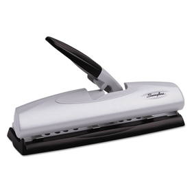 ACCO BRANDS SWI74030 20-Sheet Lighttouch Desktop Two-To-Seven-Hole Punch, 9/32" Holes, Silver/black