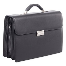 Swiss Mobility SWZ49545801SM Milestone Briefcase, Fits Devices Up to 15.6", Leather, 5 x 5 x 12, Black