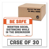 Tabbies TAB29156 BeSafe Messaging Repositionable Wall/Door Signs, 9 x 6, Maintain Social Distancing While In The Breakroom, White, 30/Carton