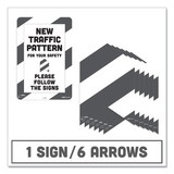 Tabbies TAB29203 BeSafe Carpet Decals, New Traffic Pattern For Your Safety; Please Follow The Signs, 12 x 18, White/Gray, 7/Pack