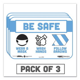 Tabbies TAB29546 BeSafe Messaging Education Wall Signs, 9 x 6,  "Be Safe, Wear a Mask, Wash Your Hands, Follow the Arrows", 3/Pack