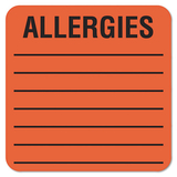 TABBIES TAB40560 Medical Labels For Allergies, 2 X 2, Orange, 500/roll