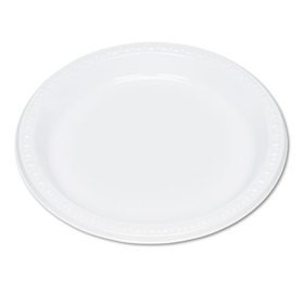 TABLEMATE PRODUCTS, CO. TBL9644WH Plastic Dinnerware, Plates, 9" Dia, White, 125/pack