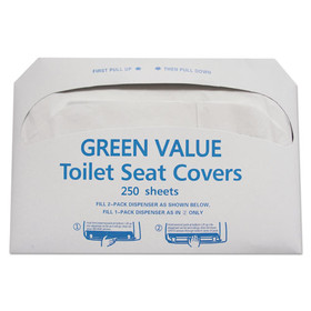 GEN TEHGVTSC5000 Half-Fold Toilet Seat Covers, 14.75 x 16.5, White, 5,000/Carton