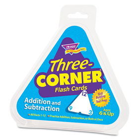 Trend TEPT1670 Three-Corner Flash Cards, Addition/Subtraction, 5.5 x 5.5, 48/Set