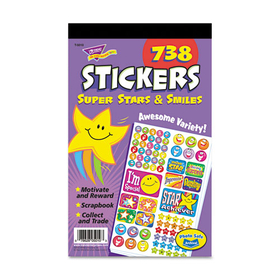 Trend TEPT5010 Sticker Assortment Pack, Super Smiles and Stars, Assorted Colors, 738 Stickers/Pad