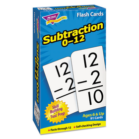 Trend TEPT53103 Skill Drill Flash Cards, Subtraction, 3 x 6, Black and White, 91/Pack