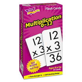 Trend TEPT53105 Skill Drill Flash Cards, Multiplication, 3 x 6, Black and White, 91/Pack