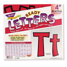 TREND ENTERPRISES, INC. TEPT79742 Ready Letters Playful Combo Set, Red, 4"h, 216/set