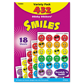Trend TEPT83903 Stinky Stickers Variety Pack, Smiles, Assorted Colors, 432/Pack