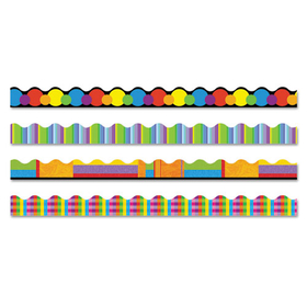 TREND ENTERPRISES, INC. TEPT92908 Terrific Trimmers Border, 2 1/4 X 39" Panels, Color Collage Designs, 48/set