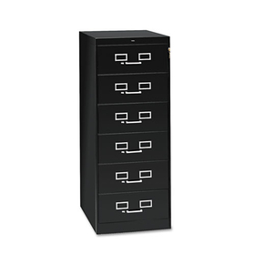 TENNSCO TNNCF669BK Six-Drawer Multimedia/Card File Cabinet, Black, 21.25" x 28.5" x 52"