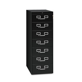 TENNSCO TNNCF758BK Seven-Drawer Multimedia Cabinet For 5 X 8 Cards, 19-1/8w X 52h, Black