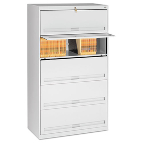 Tennsco TNNFS351LLGY Fixed Shelf Enclosed-Format Lateral File for End-Tab Folders, 5 Legal/Letter File Shelves, Light Gray, 36" x 16.5" x 63.5"
