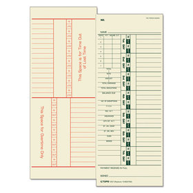 TOPS BUSINESS FORMS TOP1257 Time Card For Acroprint/simplex, Weekly, Two-Sided, 3 1/2 X 9, 500/box