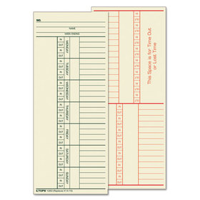 TOPS BUSINESS FORMS TOP1260 Time Card For Cincinnati, Named Days, Two-Sided, 3 3/8 X 8 1/4, 500/box