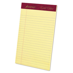 Ampad TOP20004 Gold Fibre Quality Writing Pads, Medium/College Rule, 50 Canary-Yellow 5 x 8 Sheets, Dozen