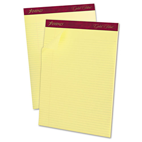 Ampad TOP20022 Gold Fibre Quality Writing Pads, Narrow Rule, 50 Canary-Yellow 8.5 x 11.75 Sheets, Dozen