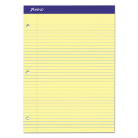 Ampad TOP20223 Double Sheets Pad, College/medium, 8 1/2 X 11 3/4, Canary, 100 Sheets