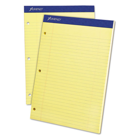 Ampad TOP20243 Double Sheets Pad, Legal/wide, 8 1/2 X 11 3/4, Canary, 100 Sheets