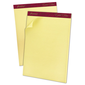 Ampad TOP22143 Gold Fibre Canary Quadrille Pads, Stapled with Perforated Sheets, Quadrille Rule (4 sq/in), 50 Canary 8.5 x 11.75 Sheets