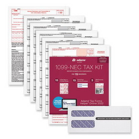 Adams TOP22906KIT Five-Part 1099-NEC Online Tax Kit, Five-Part Carbonless, 3.66 x 8.5, 15/Pack