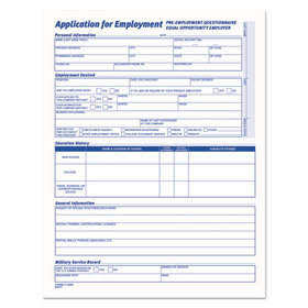 TOPS BUSINESS FORMS TOP3288 Comprehensive Employee Application Form, 8 1/2 X 11, 25 Forms