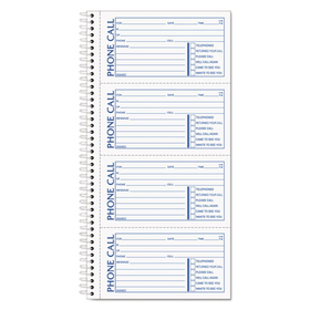Tops TOP4003 Spiralbound Message Book, Two-Part Carbonless, 5 x 2.75, 4 Forms/Sheet, 400 Forms Total