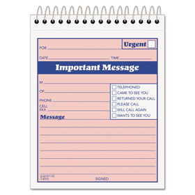 Tops TOP4010 Telephone Message Book with Fax/Mobile Section, Two-Part Carbonless, 4.25 x 5.5, 50 Forms Total