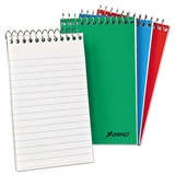 Ampad TOP45093 Wirebound Pocket Memo Book, Narrow, 3 X 5, White, 60 Sheets, 3/pack