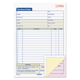 Tops TOP46141 Purchase Order Book, 15 Lines, Three-Part Carbonless, 5.56 x 8.44, 50 Forms Total