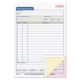 Tops TOP46260 Receiving Record Book, Three-Part Carbonless, 5.56 x 7.94, 50 Forms Total