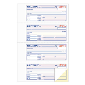 Tops TOP46806 Money and Rent Receipt Books, Account + Payment Sections, Two-Part Carbonless, 7.13 x 2.75, 4 Forms/Sheet, 200 Forms Total